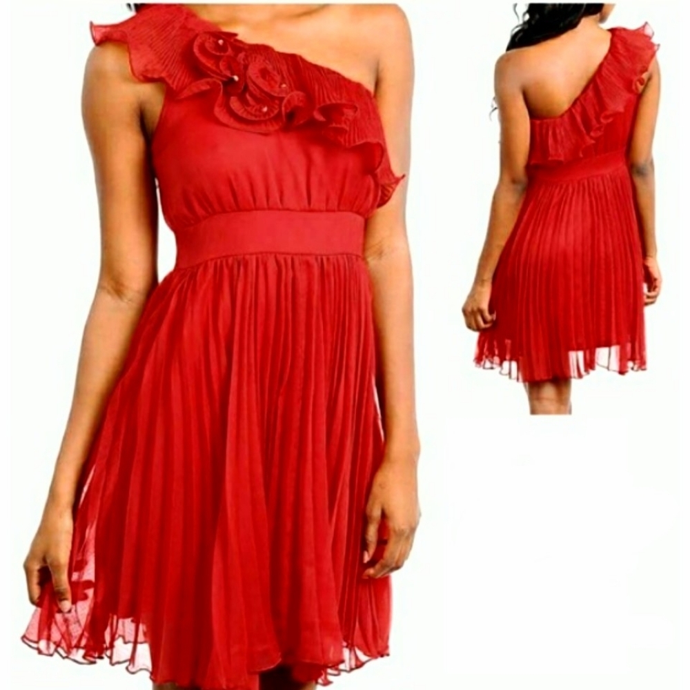 Ruby Red One Shoulder Party Dress